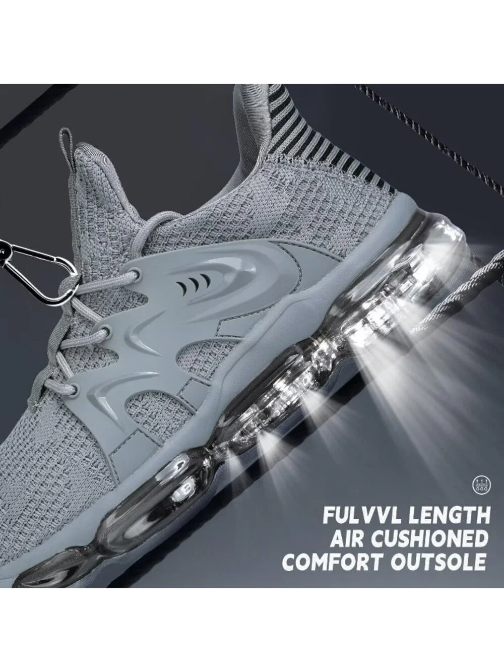 Men All Grey Air Cushion Walking Breathable Mesh Non Slip Comfort Casual Sneaker